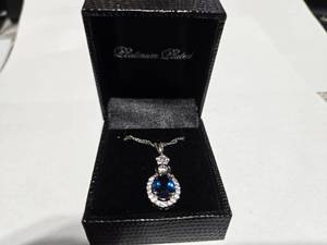 lot 109 image: Gold Coast Platinum Plated Blue & Clear Fashion Rhinestone Pendant Necklace  Brand New Sold online from $80 to $250