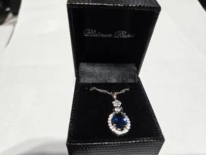 lot 110 image: Gold Coast Platinum Plated Blue & Clear Fashion Rhinestone Pendant Necklace  Brand New Sold online from $80 to $250