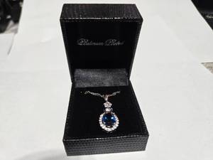lot 111 image: Gold Coast Platinum Plated Blue & Clear Fashion Rhinestone Pendant Necklace  Brand New Sold online from $80 to $250