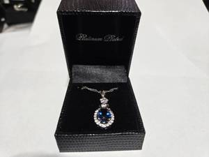 lot 113 image: Gold Coast Platinum Plated Blue & Clear Fashion Rhinestone Pendant Necklace  Brand New Sold online from $80 to $250