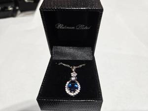 lot 116 image: Gold Coast Platinum Plated Blue & Clear Fashion Rhinestone Pendant Necklace  Brand New Sold online from $80 to $250