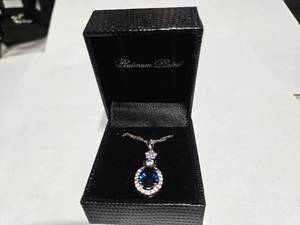 lot 118 image: Gold Coast Platinum Plated Blue & Clear Fashion Rhinestone Pendant Necklace  Brand New Sold online from $80 to $250