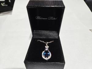 lot 119 image: Gold Coast Platinum Plated Blue & Clear Fashion Rhinestone Pendant Necklace  Brand New Sold online from $80 to $250