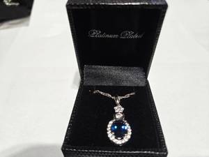 lot 120 image: Gold Coast Platinum Plated Blue & Clear Fashion Rhinestone Pendant Necklace  Brand New Sold online from $80 to $250