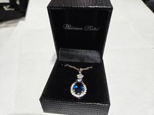 lot 122 image: Gold Coast Platinum Plated Blue & Clear Fashion Rhinestone Pendant Necklace  Brand New Sold online from $80 to $250