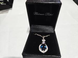 lot 124 image: Gold Coast Platinum Plated Blue & Clear Fashion Rhinestone Pendant Necklace  Brand New Sold online from $80 to $250