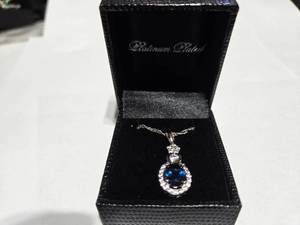 lot 126 image: Gold Coast Platinum Plated Blue & Clear Fashion Rhinestone Pendant Necklace  Brand New Sold online from $80 to $250