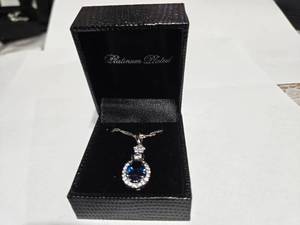 lot 127 image: Gold Coast Platinum Plated Blue & Clear Fashion Rhinestone Pendant Necklace  Brand New Sold online from $80 to $250