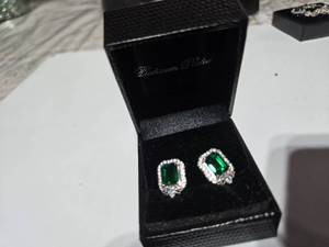lot 144 image: Gold Coast Platinum Plated Earrings  Ruby Green  Brand New Sold online for $60 to $180