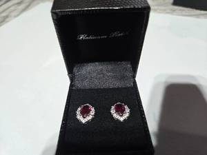 lot 151 image: Gold Coast Platinum Plated Earrings  Purple Centerpiece with Sparkling Silver Accents  Brand New Sold online for $60