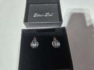 lot 156 image: Gold Coast Platinum Plated Earrings  Sky-Blue Centerpiece with Sparkling Silver Accents  Brand New Sold online for $80