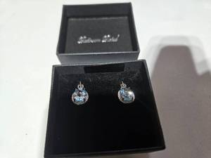 lot 157 image: Gold Coast Platinum Plated Earrings  Sky-Blue Centerpiece with Sparkling Silver Accents  Brand New Sold online for $80
