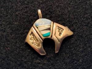 Native American Bear Pendant Stamped IJS