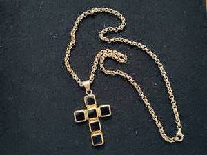 Large Black Onyx Pendant with Silver Chain Stamped 925