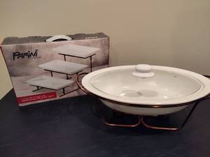 Parini ThreeTier Serving Plate Set  Oval Server Handle Carrier