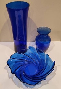 Lot of Cobalt Blue VasesBowl