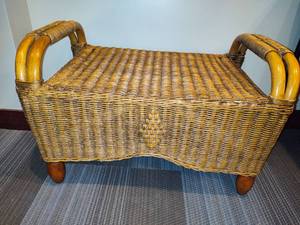 Vintage Wicker StoolBench
