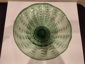 Stunning Green Patterned Glass Footed Bowl