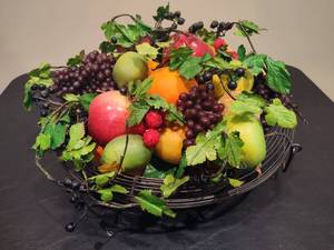 Large Wire Faux Fruit Basket wHandles