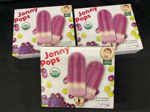 C - Set of 3 Boxes of Organic Grape Jonny Pops - 8 Pops Each