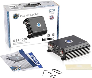 lot 496 image: Planet Audio BB4.1200 4 Channel Class D Car Amplifier - 1200 Watts, Full Range, 2-4 Ohm Stable, Mosfet Power Supply, Bridgeable