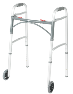 lot 510 image: Drive Medical PreserveTech Deluxe Two Button Folding Walker with 5 Wheels