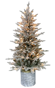 lot 540 image: Puleo Flame Retardant Potted Pre-Lit Flocked Artic Fir 4.5 70 Clear Lights