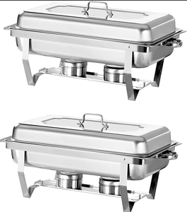 lot 543 image: 2 Pack Jacgood 8QT Stainless Steel Food Warmer Chafer Complete Set with Water Pan