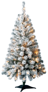 lot 553 image: Holiday Time 4 Pre-Lit Greenfield Flocked Pine Artificial Christmas Tree Clear LED Lights