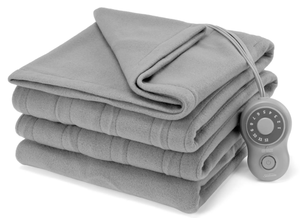 lot 560 image: Sunbeam Full Blanket Grey Fleece, 12 Heat Settings, 12-Hour Auto Shut-Off, Electric Heated Blanket with Controller, 84 x 72