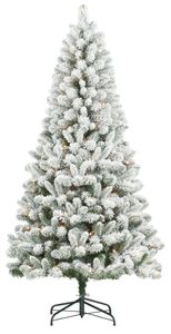 lot 577 image: Holiday Time 6.5 Pre-Lit Flocked Frisco Pine Artificial Christmas Tree 250 Clear LED Lights