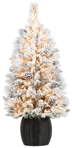 lot 579 image: Holiday Time 3.5 Pre-Lit Flocked Dakota Artificial Christmas Tree Warm White LED