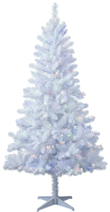 lot 581 image: Holiday Time 6.5 Pre-Lit White Madison Pine Artificial Christmas Tree, Color-Changing LED Lights