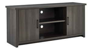 lot 611 image: Mainstays Walnut Finish TV Stand for TVs up to 65 Dimensions 59.65 x 17.52 x 26.46