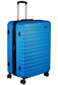 lot 624 image: Amazon Basics Suitcase, Hardside Luggage with Spinner Wheels, Scratch-Resistant Surface, Light Blue, 20.7 x 12.6 x 30.7 inches, including the wheels