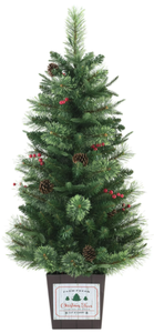 lot 633 image: Holiday Time 3.5ft Pre-Lit LED Pre-Decorated Potted Cashmere Pine Artificial Christmas Tree Green