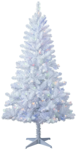 lot 634 image: Holiday Time 6.5 Pre-Lit White Madison Pine Artificial Christmas Tree, Color-Changing LED Lights