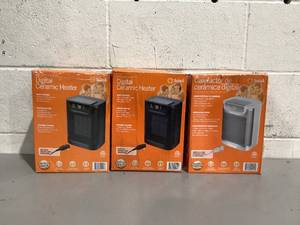 lot 500 image: LOT OF 3 Soleil Digital Ceramic Heater 1500W