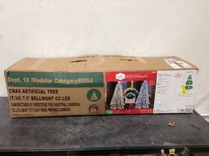 lot 636 image: Holiday Time 7.5 Flocked Prelit Bellmont Christmas Tree with Color-Changing LED Lights