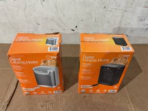 lot 322 image: LOT OF 2 Soleil Digital Ceramic Heater 1500W, Space Heaters for Inside, Portable Electric Heater for Home