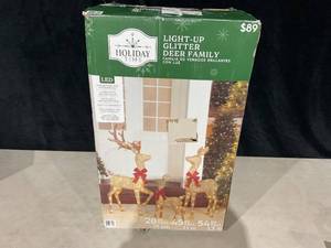 lot 393 image: Holiday Time Light-up Glitter Deer Family Set of 3 28 45 54