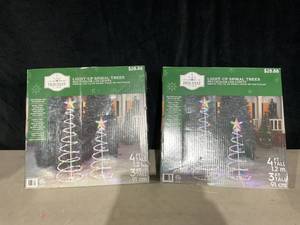 lot 396 image: LOT OF 2 Holiday Time Light-up Spiral Trees Multicolor LED