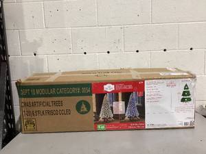 lot 578 image: Holiday Time 6.5 Pre-Lit Flocked Frisco Pine Artificial Christmas Tree 250 Clear LED Lights