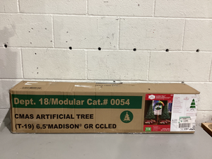 lot 589 image: Holiday Time 6.5 ft Pre-Lit Madison Pine Artificial Christmas Tree with 250 Color-Changing LED Lights and Stand