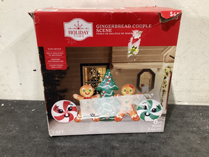 lot 640 image: Holiday Time Christmas Gingerbread Scene Inflatable, 8 Wide