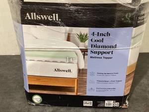 lot 641 image: Queen Size Allswell 4 Memory Foam Mattress Topper Infused with Cooling Diamond Gel