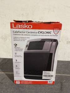 lot 58 image: Lasko Black 1500W Cyclonic Ceramic Console Electric Space Heater with Timer