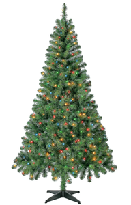 lot 584 image: Holiday Times 6.5 ft Pre-Lit Madison Pine Artificial Christmas Tree, Multi-Color Incandescent Lights
