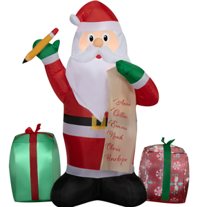 lot 585 image: Holiday Times Christmas  Inflatable Yard Decoration Santa Claus with Christmas List and Presents