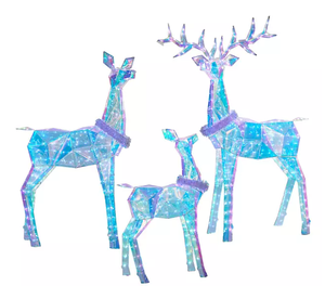lot 591 image: Members Mark 3-Piece Pre-Lit Prismatic Deer Family